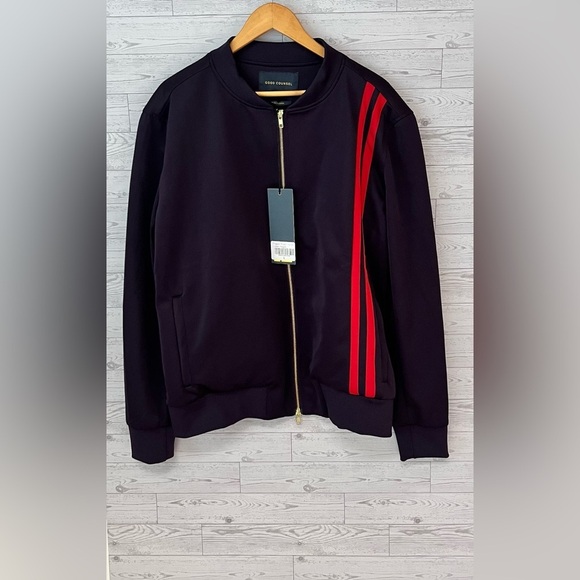 NWT Good Counsel Men's Large Pippen Track Full Zip Jacket Purple w Red Stripes - Picture 1 of 11